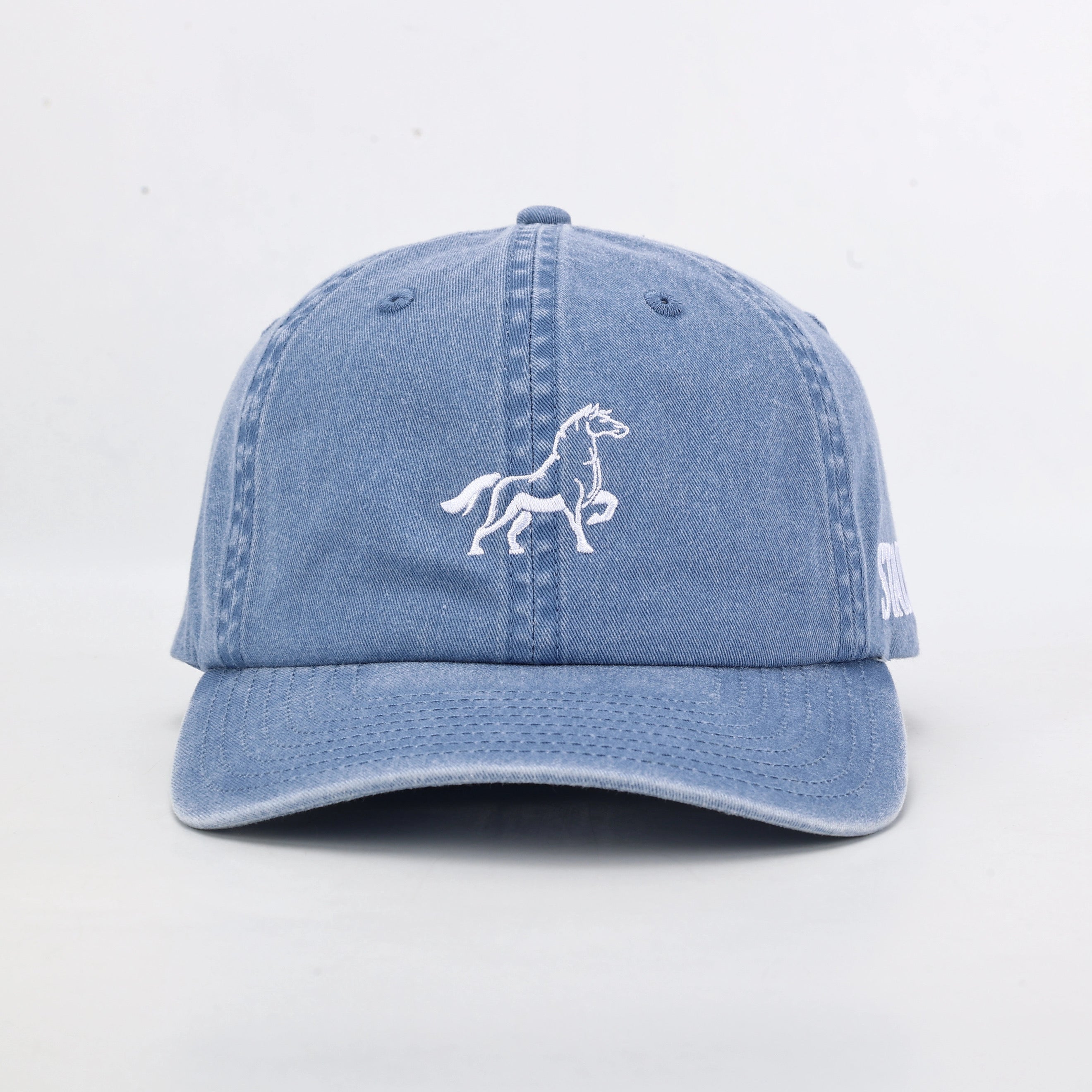 Stally Blue Denim Dad Hat Side Profile View