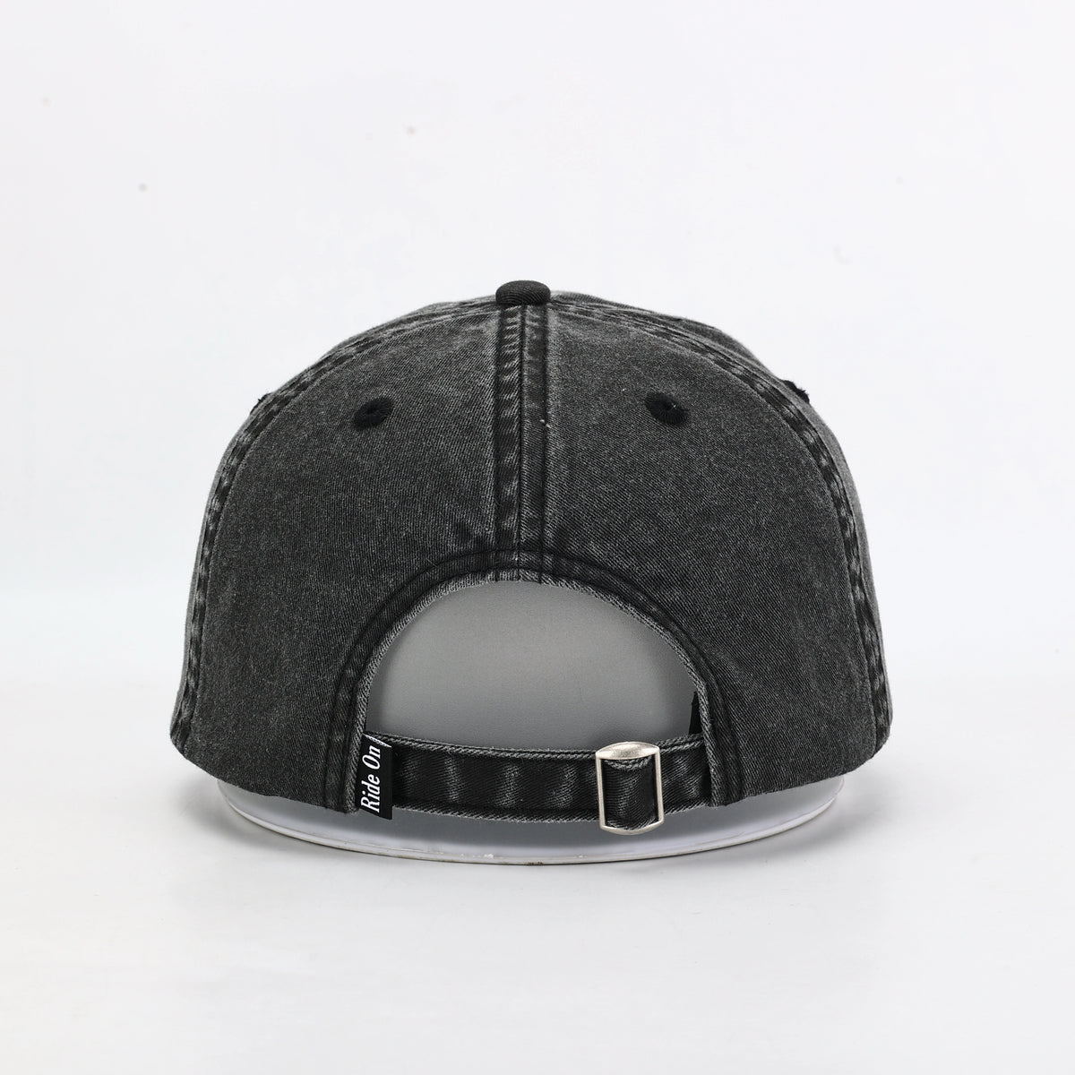 Stally Charcoal Washed Denim Western Cap Being Worn