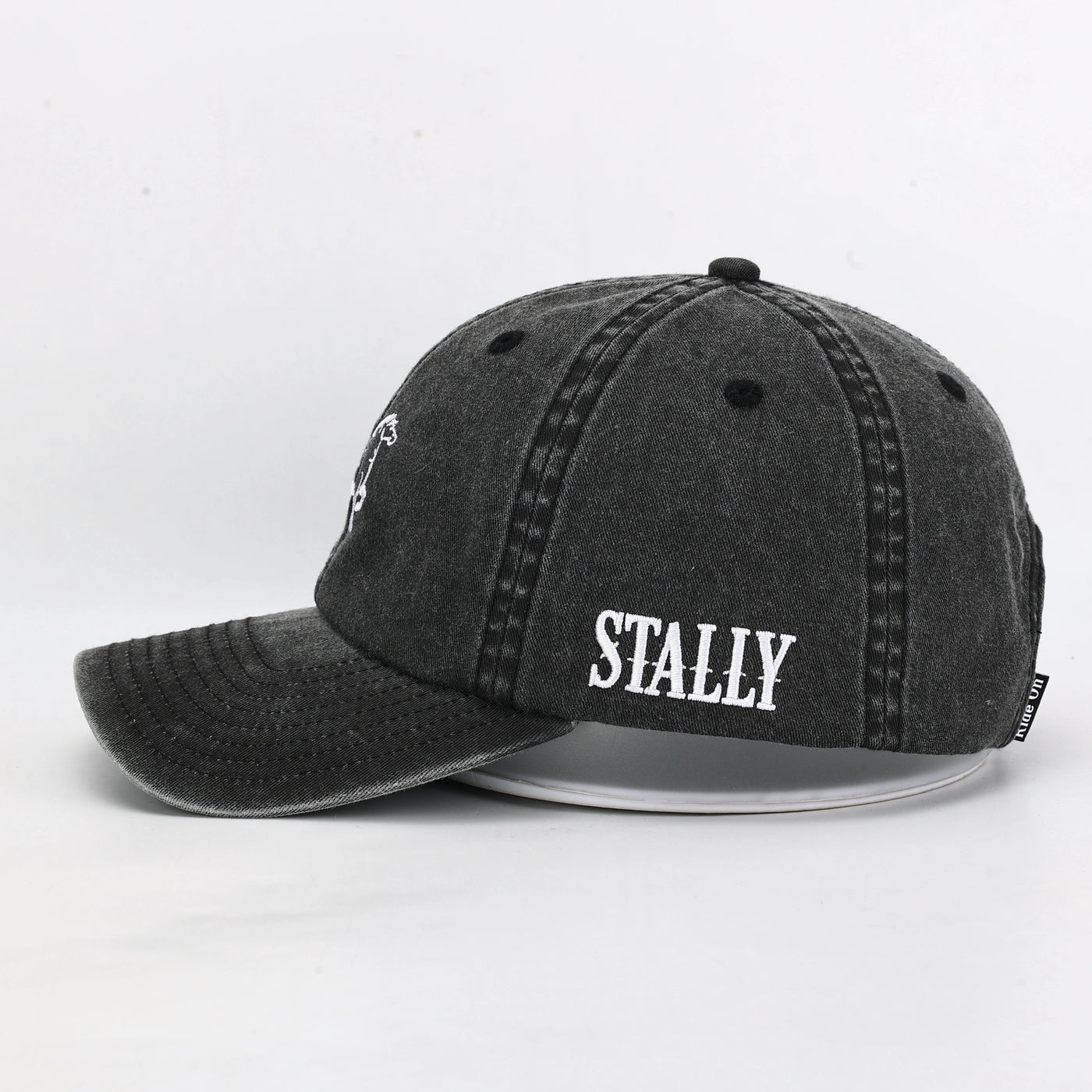 Charcoal Black Denim Dad Cap Back Adjustable Strap Detail
