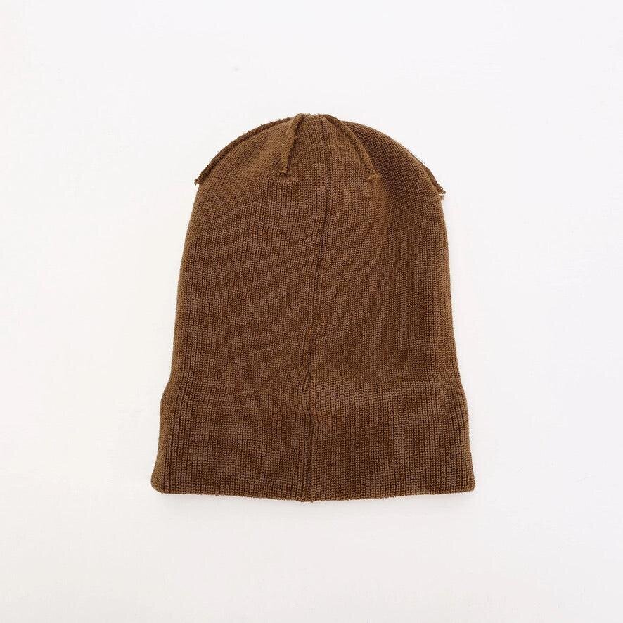 Stally Brown Frontier Beanie Being Worn Outdoors