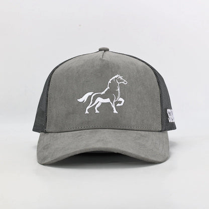 Stally Brand Charcoal Trucker Suede Crown Detail