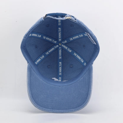 Stally Blue Denim Western Hat Embroidered Logo Close Up
