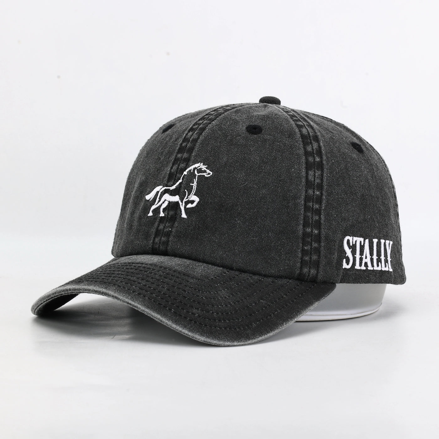 Stally Brand Charcoal Washed Denim Western Dad Hat Front View