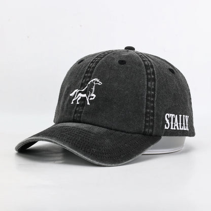 Stally Brand Charcoal Washed Denim Western Dad Hat Front View
