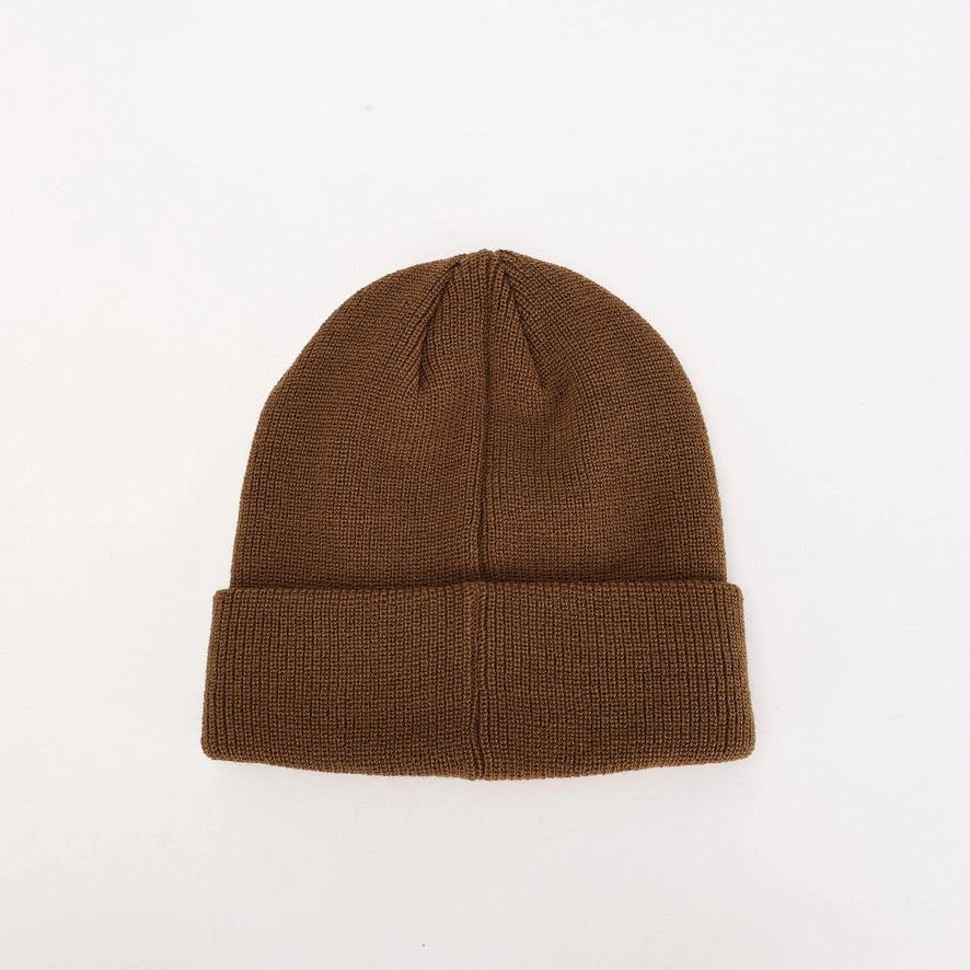 Stally Brown Frontier Beanie Side Profile View