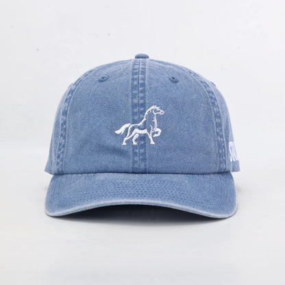 Stally Blue Denim Dad Hat Side Profile View