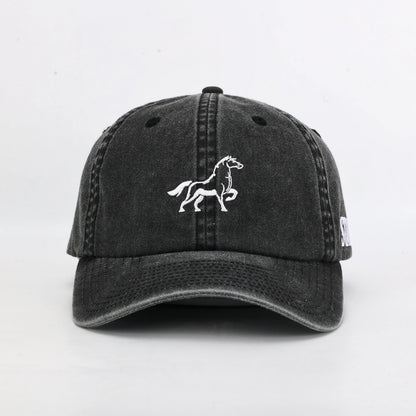 Stally Charcoal Washed Denim Dad Hat Side Profile View