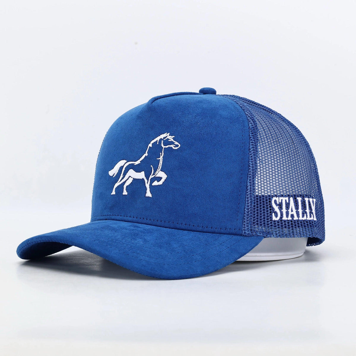 Stally OG Royal Blue Suede Western Trucker Hat Front View
