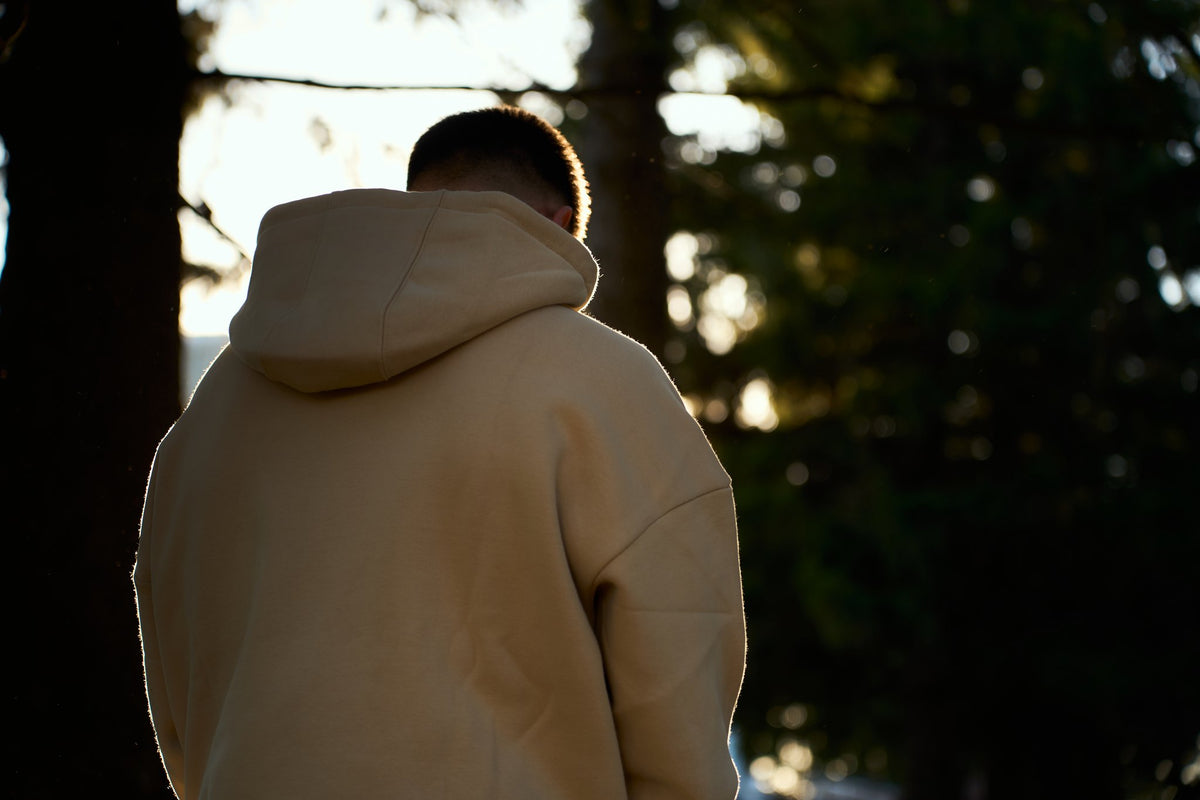 STALLY Draft Hoodie in Saddlewood on model