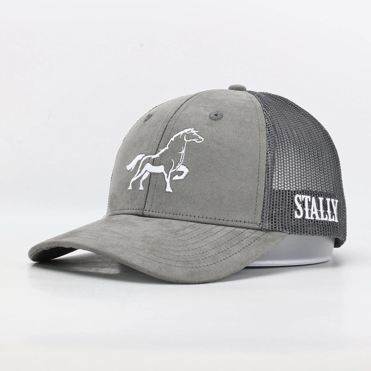Stally Charcoal Suede 6-Panel Western Snapback Hat Front View