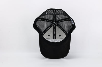Black Stally Trucker Hat Top Down View