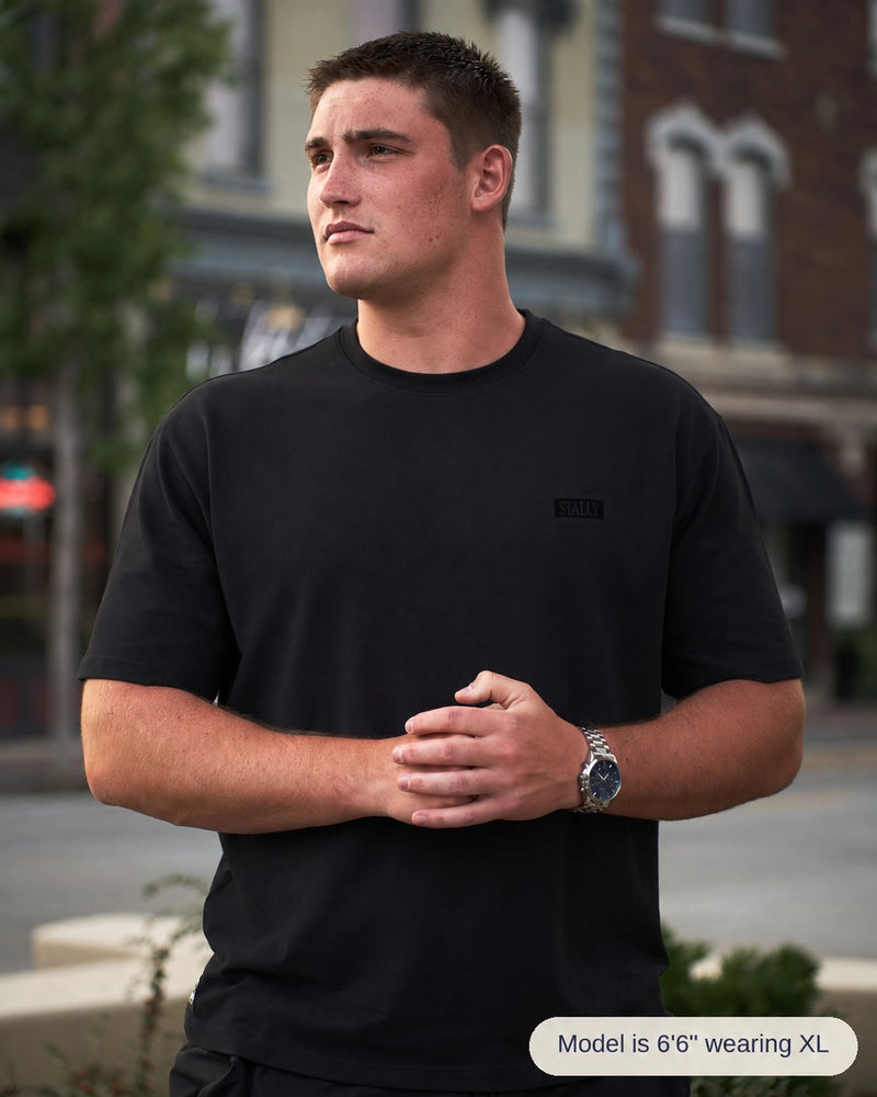 Horsepower Mens Boxy Tee in Coal Black