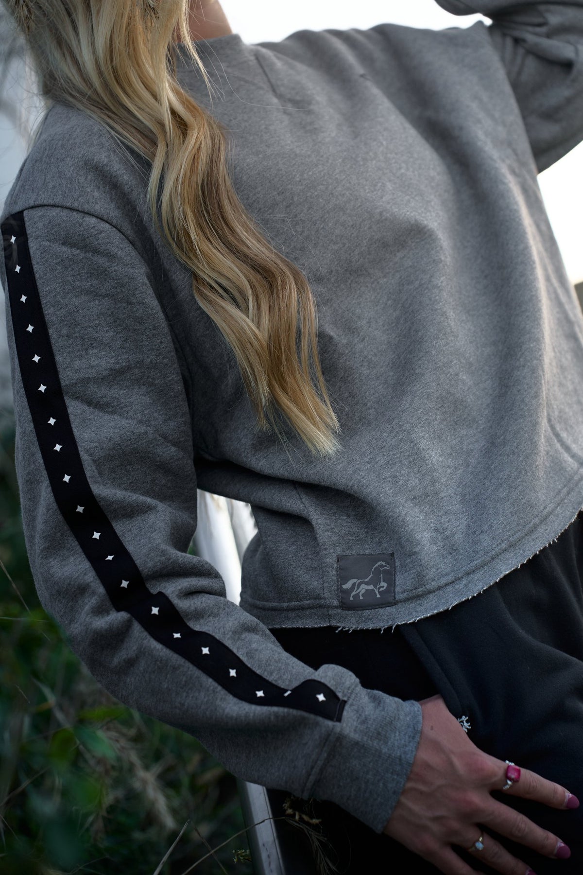 STALLY Range Womens Boxy Crew in Grey Heather with Range Womens Straight Leg in Coal Black