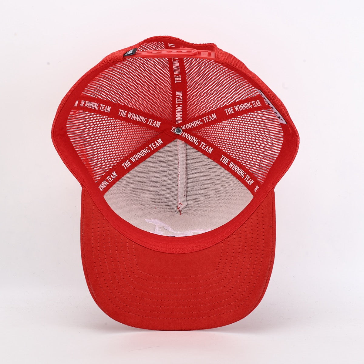 Red cap with 'The Winning Team' branding on a white background