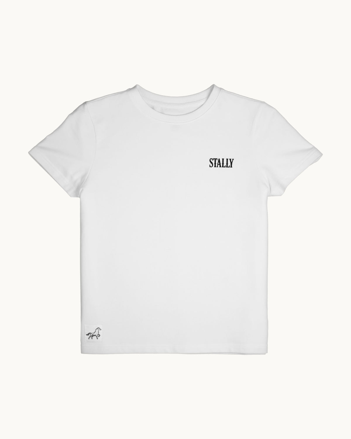Horsepower Womens Boxy Tee in Chalk White, flat lay