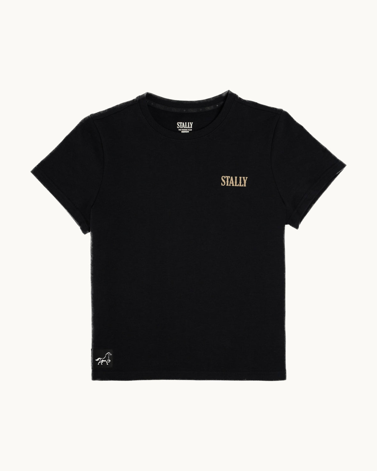 Horsepower Womens Boxy Tee in Coal Black, flat lay