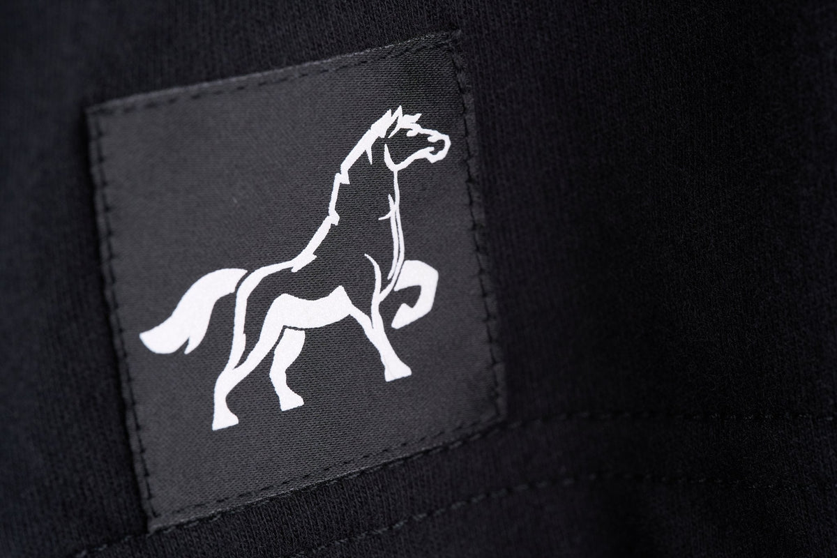 Coal Black Workhorse Performance Tee with Stally horse patch detail