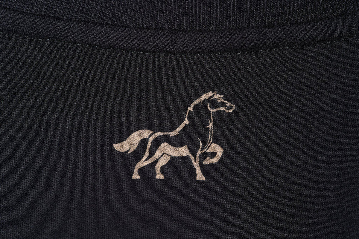 Coal Black Workhorse Performance Tee back neck Stally horse logo