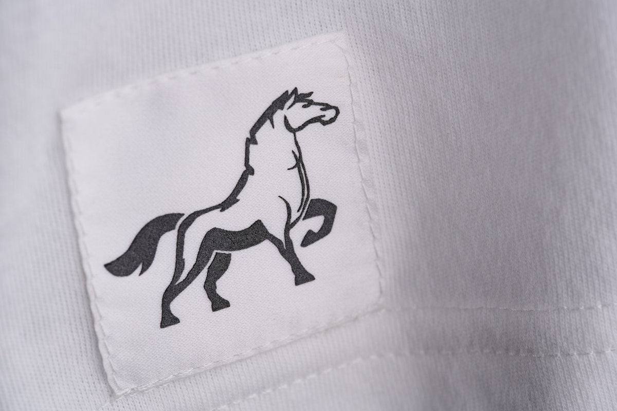 Chalk White Workhorse Performance Tee with Stally horse patch detail