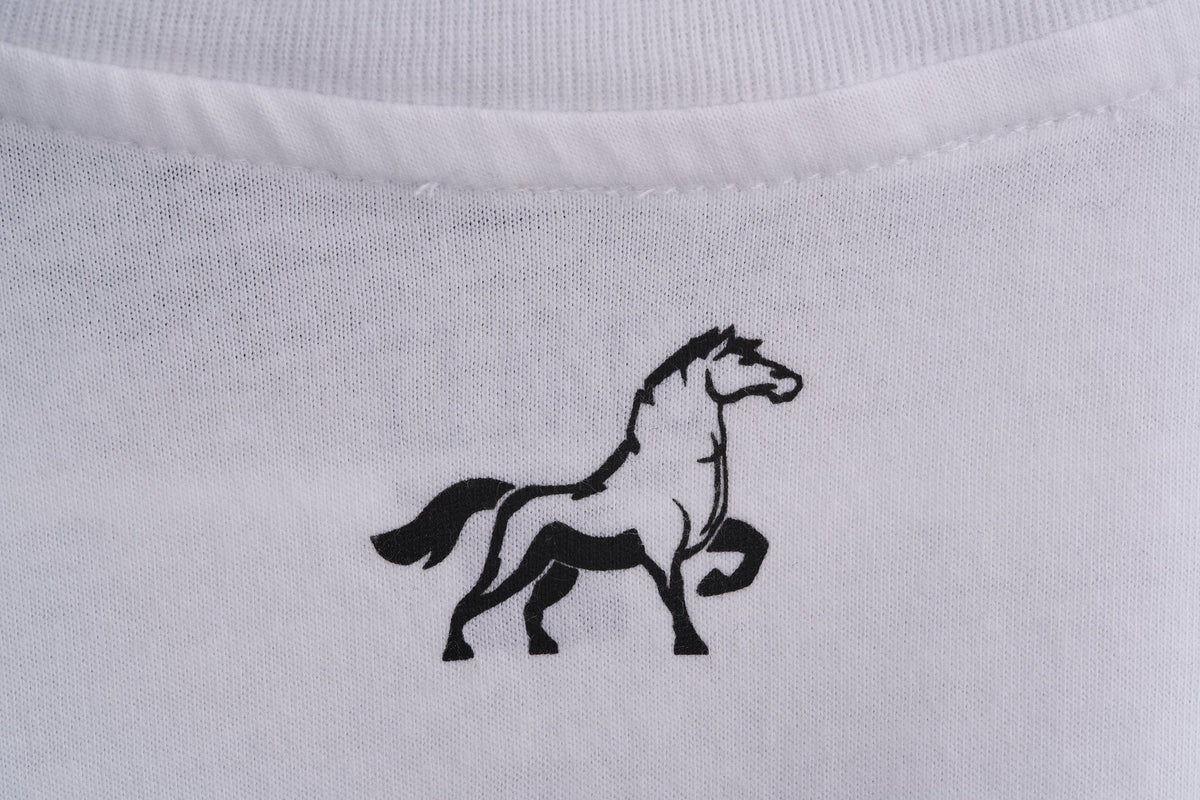 Chalk White Workhorse Performance Tee back neck Stally horse logo